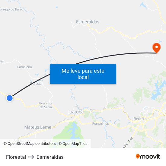 Florestal to Esmeraldas map