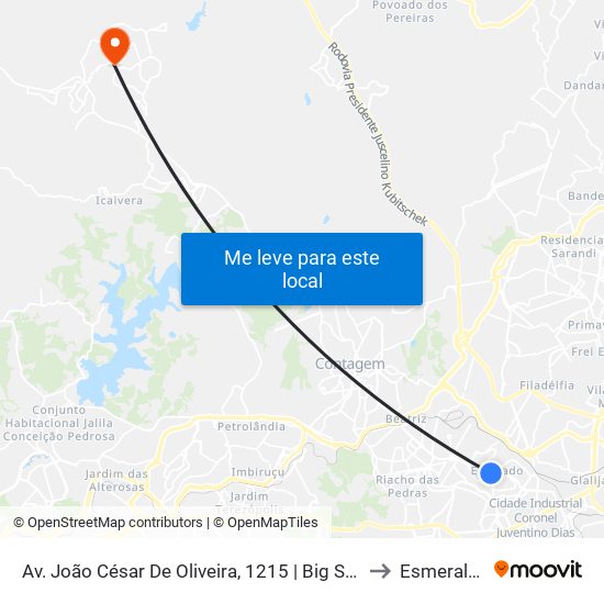 Av. João César De Oliveira, 1215 | Big Shopping to Esmeraldas map