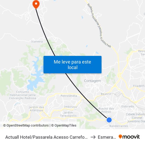 Actuall Hotel/Passarela Acesso Carrefour Contagem to Esmeraldas map