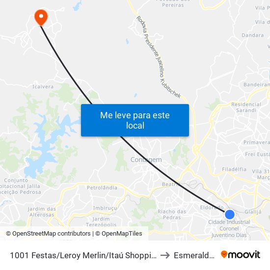 1001 Festas/Leroy Merlin/Itaú Shopping to Esmeraldas map