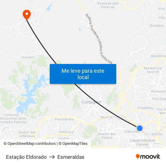 Estação Eldorado to Esmeraldas map