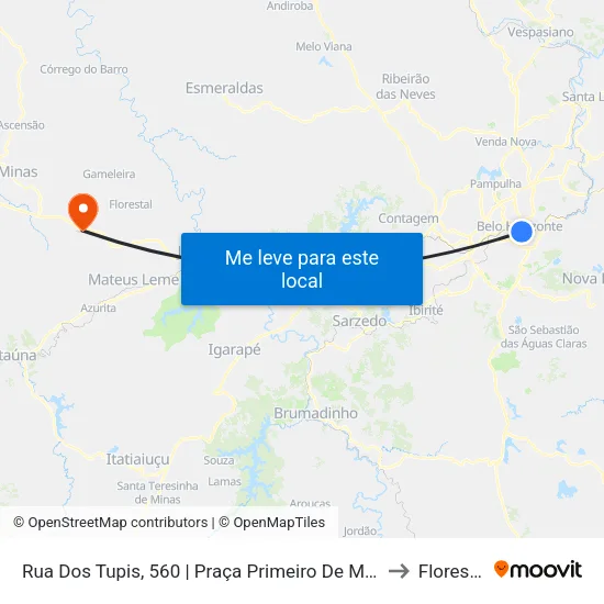 Rua Dos Tupis, 560 | Praça Primeiro De Maio 2 to Florestal map