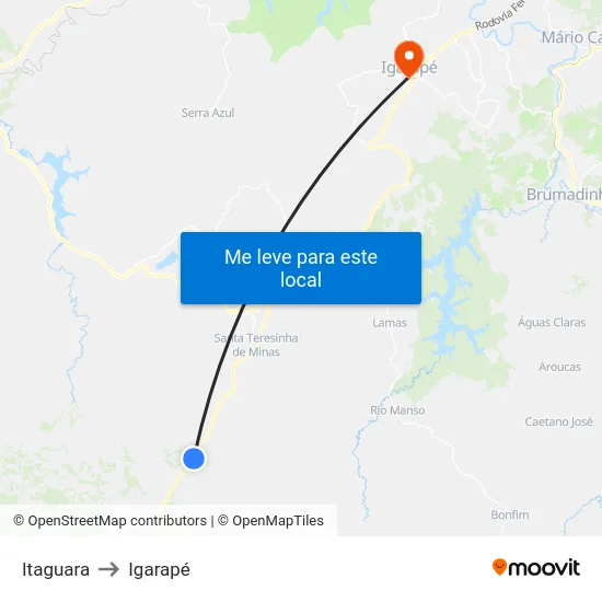 Itaguara to Igarapé map