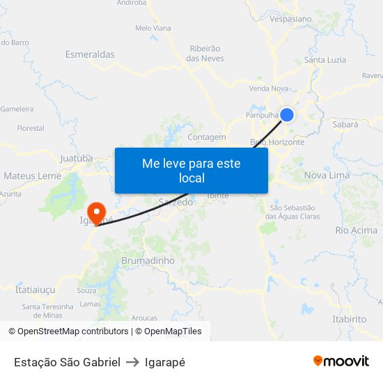 Estação São Gabriel to Igarapé map