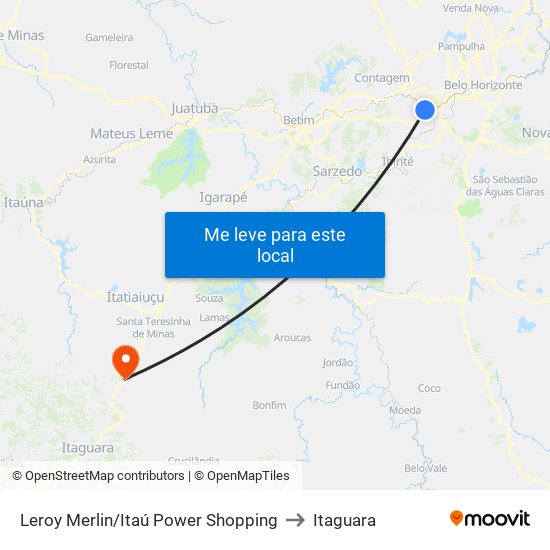 Leroy Merlin/Itaú Power Shopping to Itaguara map