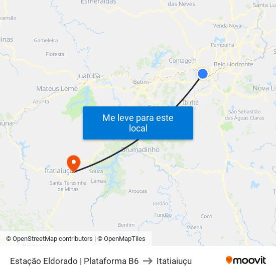 Estação Eldorado | Plataforma B6 to Itatiaiuçu map