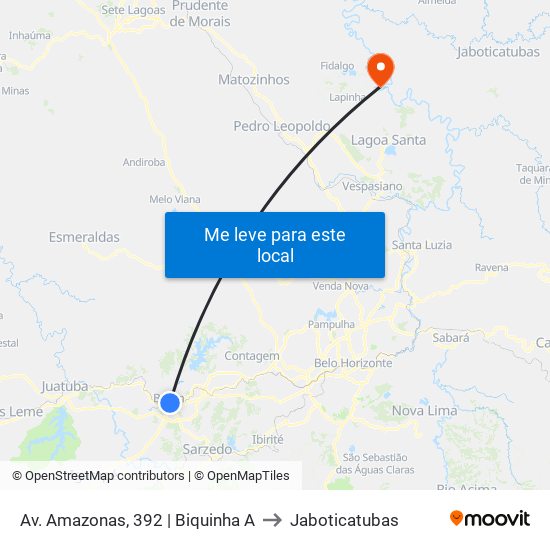 Av. Amazonas, 392 | Biquinha A to Jaboticatubas map