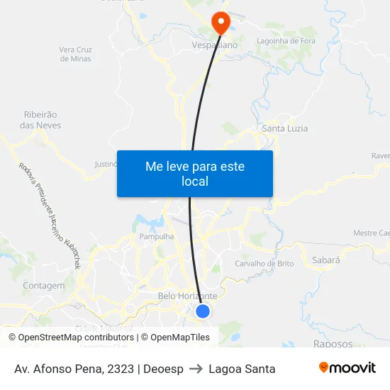 Av. Afonso Pena, 2323 | Deoesp to Lagoa Santa map