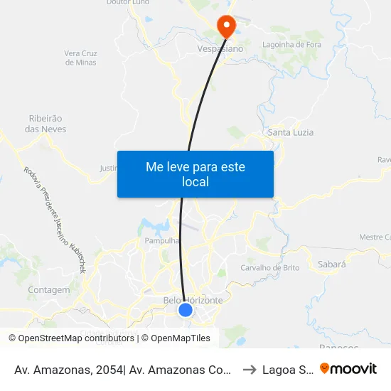 Av. Amazonas, 2054| Av. Amazonas Com Barbacena 3 to Lagoa Santa map
