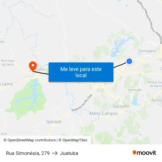 Rua Simonésia, 279 to Juatuba map