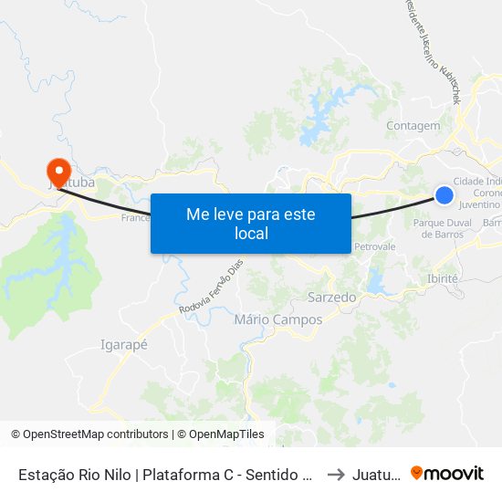 Estação Rio Nilo | Plataforma C - Sentido Metrô to Juatuba map