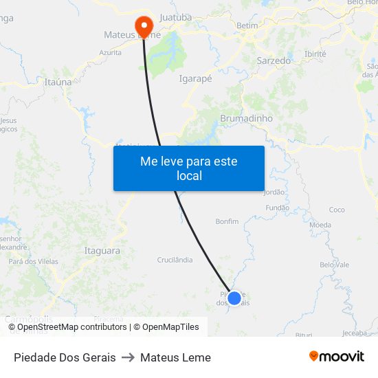 Piedade Dos Gerais to Mateus Leme map