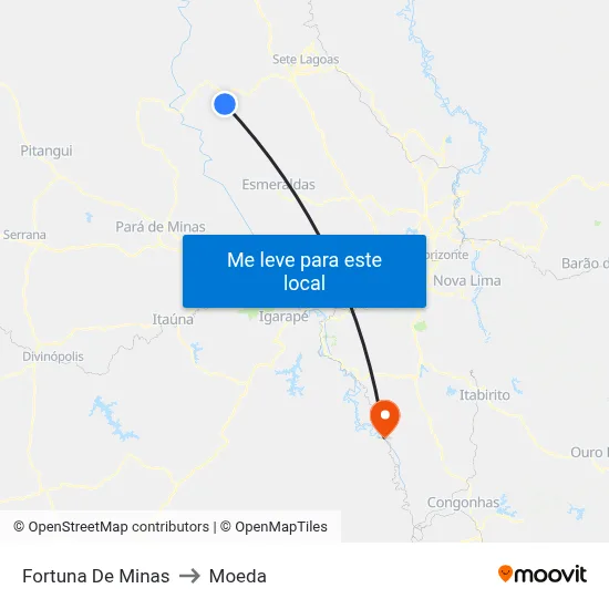 Fortuna De Minas to Moeda map