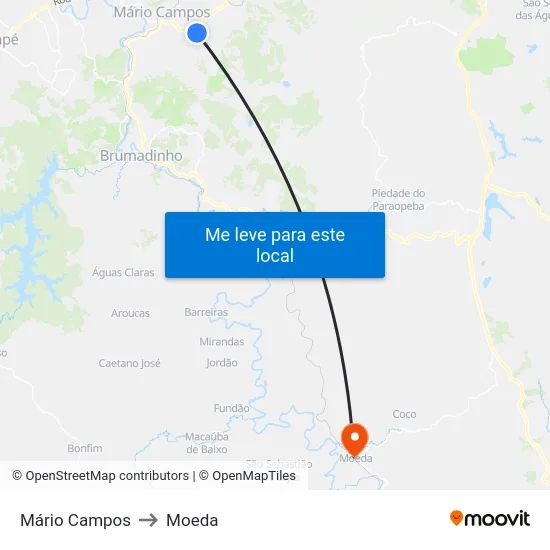 Mário Campos to Moeda map