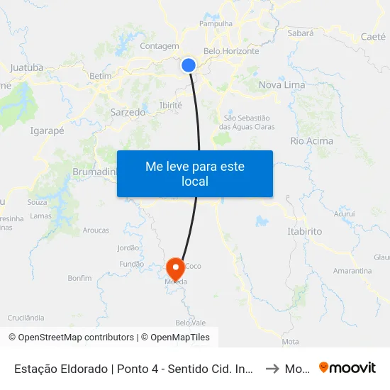 Estação Eldorado | Ponto 4 - Sentido Cid. Industrial/Barreiro to Moeda map