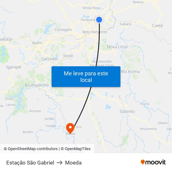 Estação São Gabriel to Moeda map