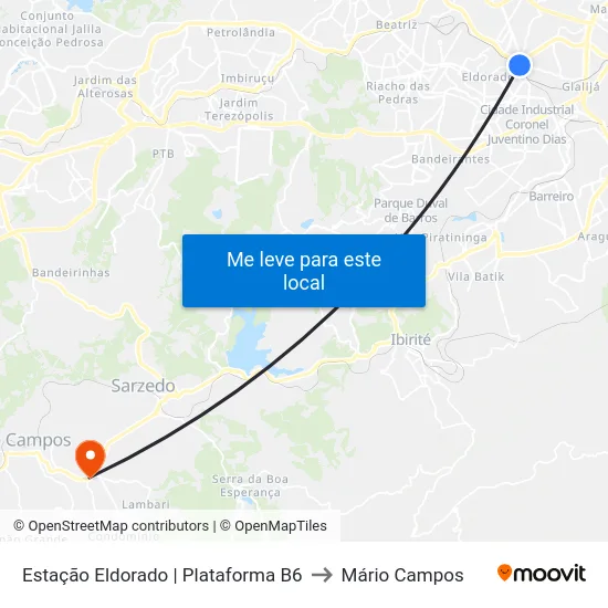 Estação Eldorado | Plataforma B6 to Mário Campos map