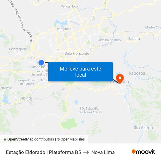 Estação Eldorado | Plataforma B5 to Nova Lima map