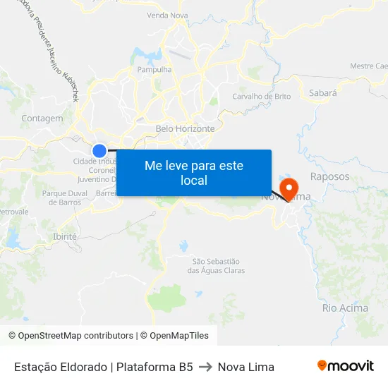 Estação Eldorado | Plataforma B5 to Nova Lima map