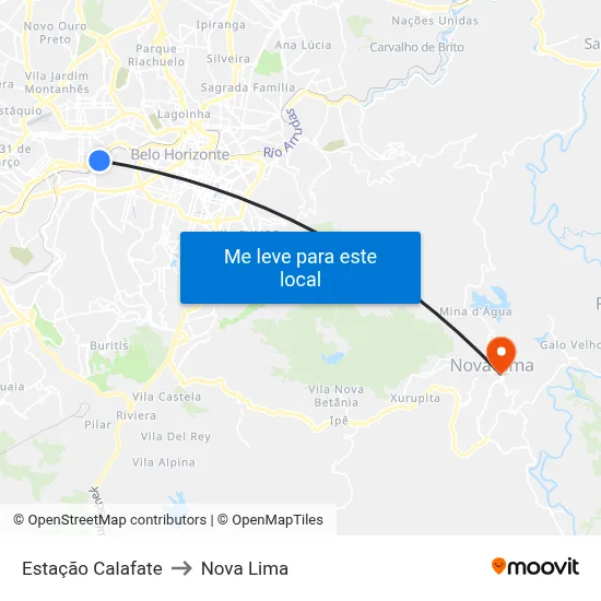 Estação Calafate to Nova Lima map