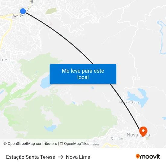 Estação Santa Teresa to Nova Lima map