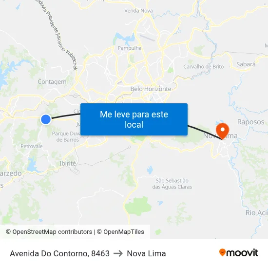 Avenida Do Contorno, 8463 to Nova Lima map
