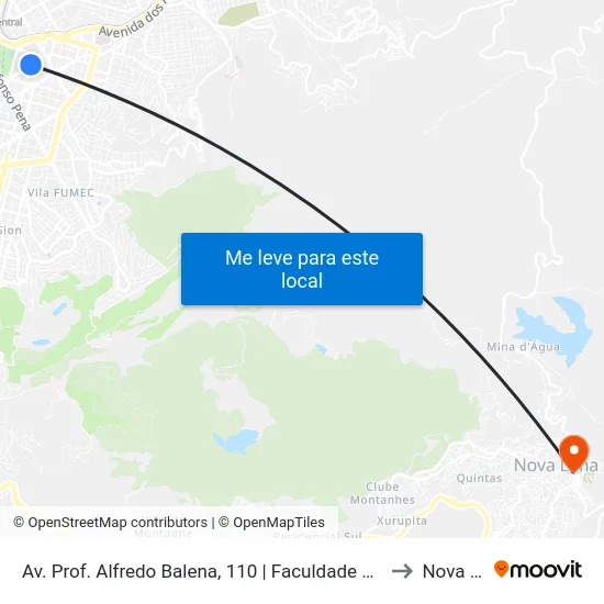 Av. Prof. Alfredo Balena, 110 | Faculdade De Medicina Ufmg 1 to Nova Lima map