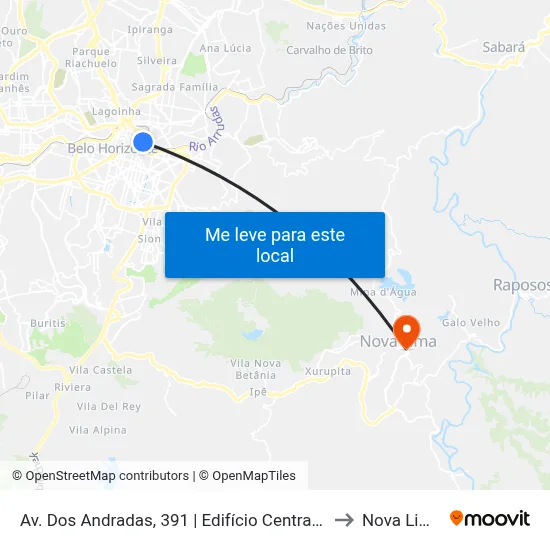 Av. Dos Andradas, 391 | Edifício Central 2 to Nova Lima map