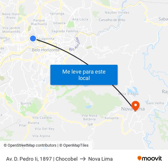 Av. D. Pedro Ii, 1897 | Chocobel to Nova Lima map