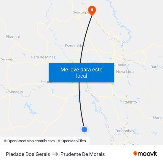 Piedade Dos Gerais to Prudente De Morais map