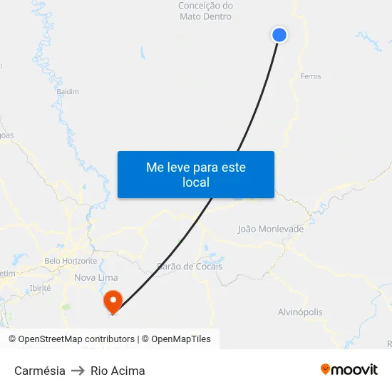 Carmésia to Rio Acima map