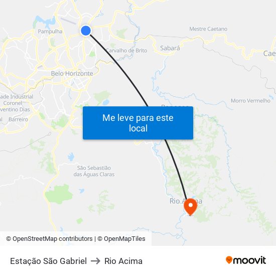 Estação São Gabriel to Rio Acima map
