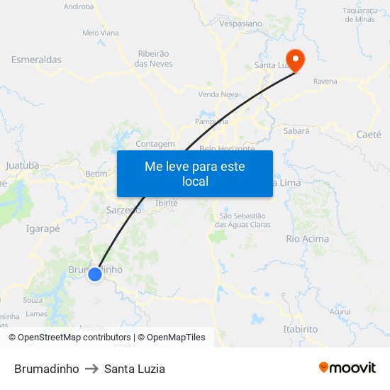 Brumadinho to Santa Luzia map