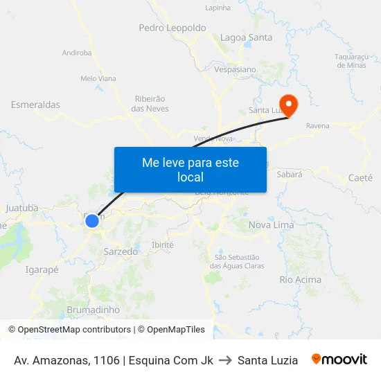 Av. Amazonas, 1106 | Esquina Com Jk to Santa Luzia map