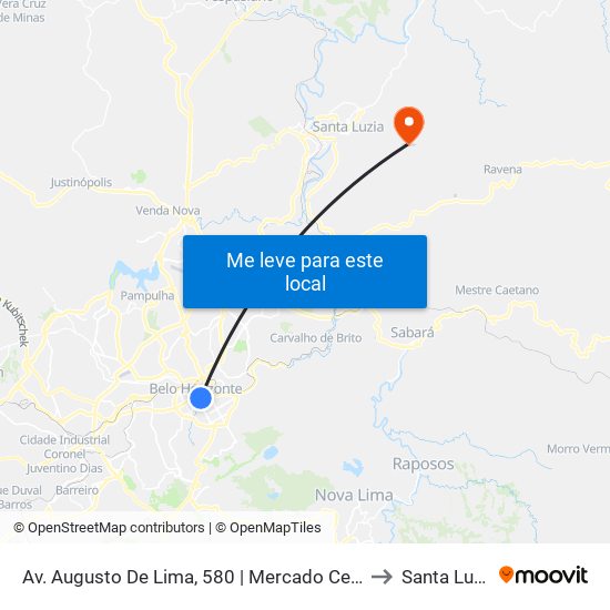 Av. Augusto De Lima, 580 | Mercado Central to Santa Luzia map