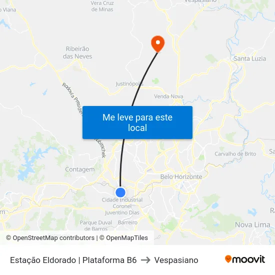 Estação Eldorado | Plataforma B6 to Vespasiano map
