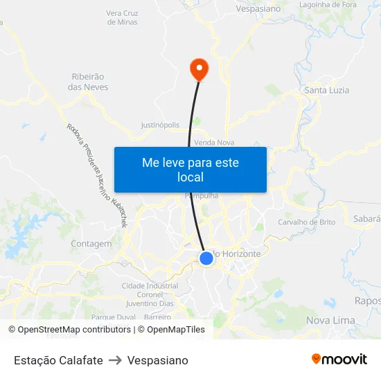 Estação Calafate to Vespasiano map