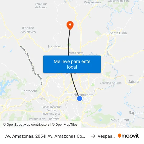 Av. Amazonas, 2054| Av. Amazonas Com Barbacena 3 to Vespasiano map