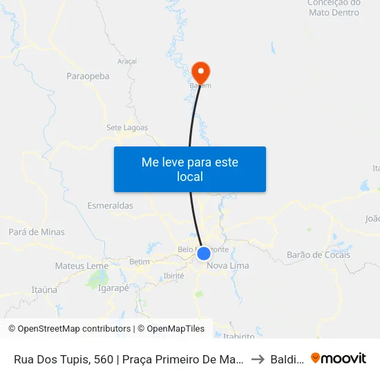 Rua Dos Tupis, 560 | Praça Primeiro De Maio 2 to Baldim map