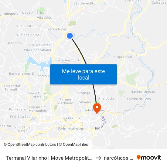 Terminal Vilarinho | Move Metropolitano - Setor Norte, Plat. A to narcóticos anônimos map