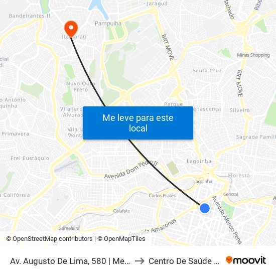 Av. Augusto De Lima, 580 | Mercado Central to Centro De Saúde Itamarati map