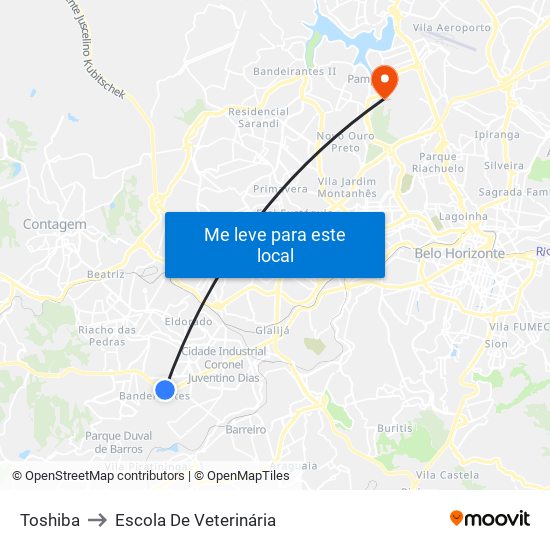 Toshiba to Escola De Veterinária map