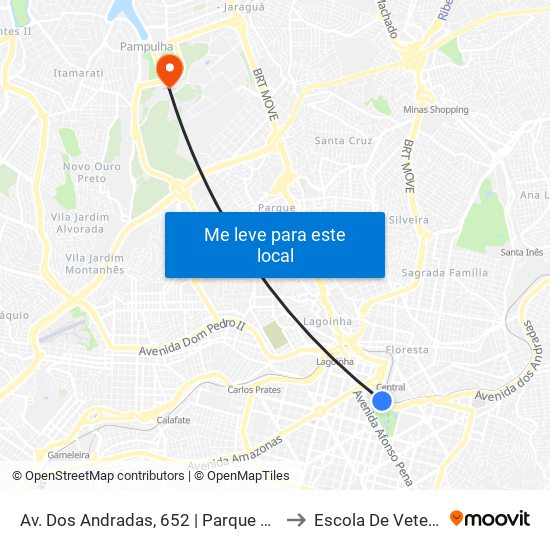 Av. Dos Andradas, 652 | Parque Municipal 2 to Escola De Veterinária map