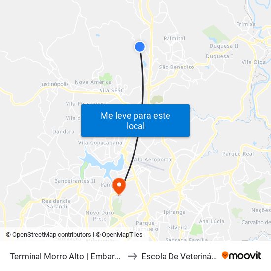 Terminal Morro Alto | Embarque to Escola De Veterinária map