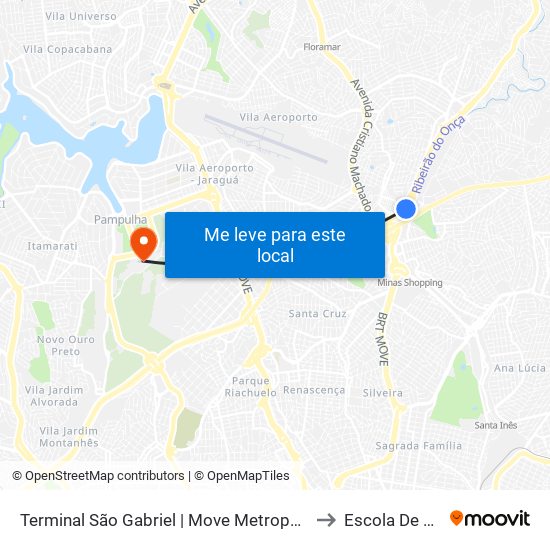 Terminal São Gabriel | Move Metropolitano - Setor Leste, Plat. E to Escola De Veterinária map