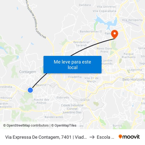 Via Expressa De Contagem, 7401 | Viaduto Do Bernado Monteiro Sentido Belo Horizonte to Escola De Veterinária map