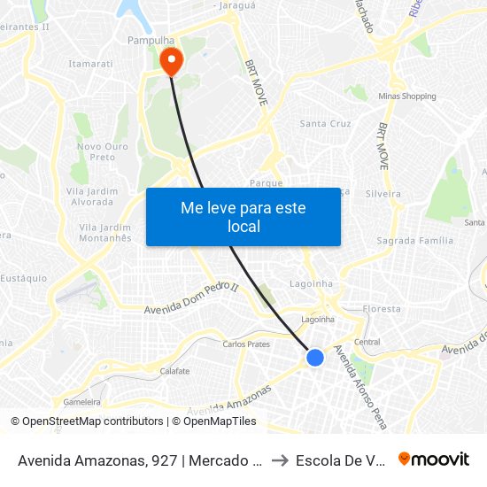 Avenida Amazonas, 927 | Mercado Central (Amazonas) to Escola De Veterinária map