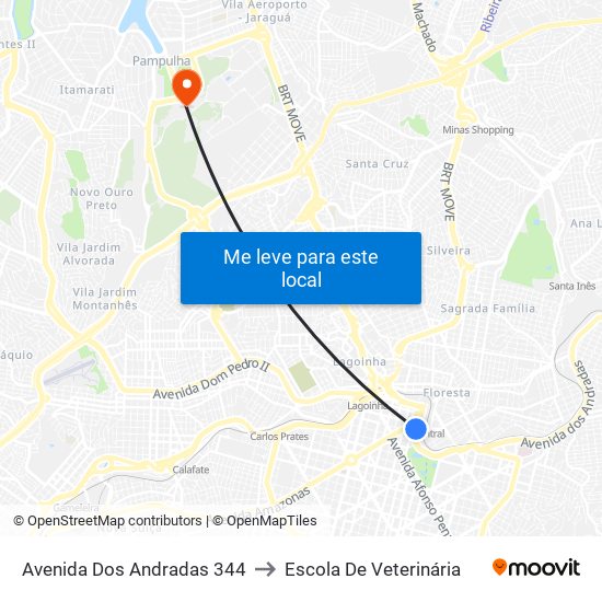 Avenida Dos Andradas 344 to Escola De Veterinária map