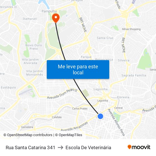 Rua Santa Catarina 341 to Escola De Veterinária map