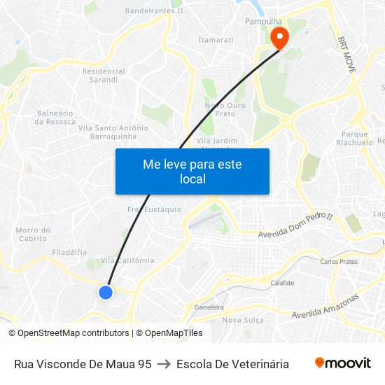 Rua Visconde De Maua 95 to Escola De Veterinária map